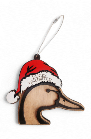 Ducks Unlimited Santa Hat Ornament on white background