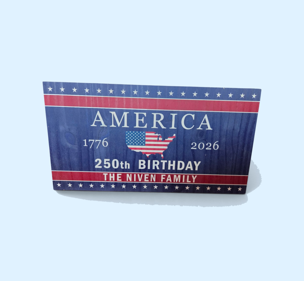 Customized USA Navy Blue Wood Flag