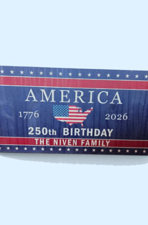 Customized USA Navy Blue Wood Flag