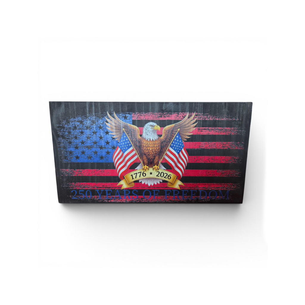 Wooden Eagle Freedom Flag